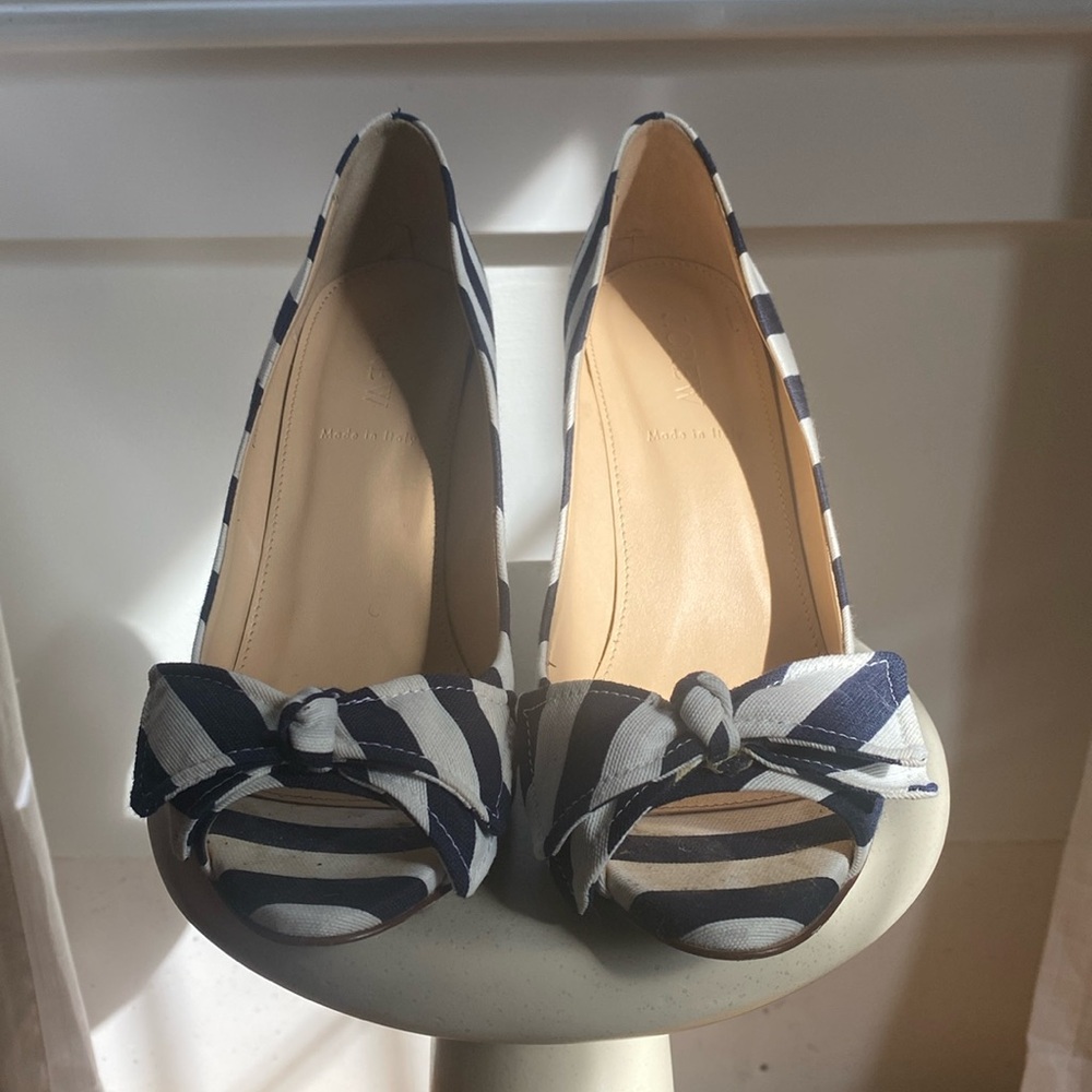 Jcrew Evie Stripe Peep-Toe Pumps
